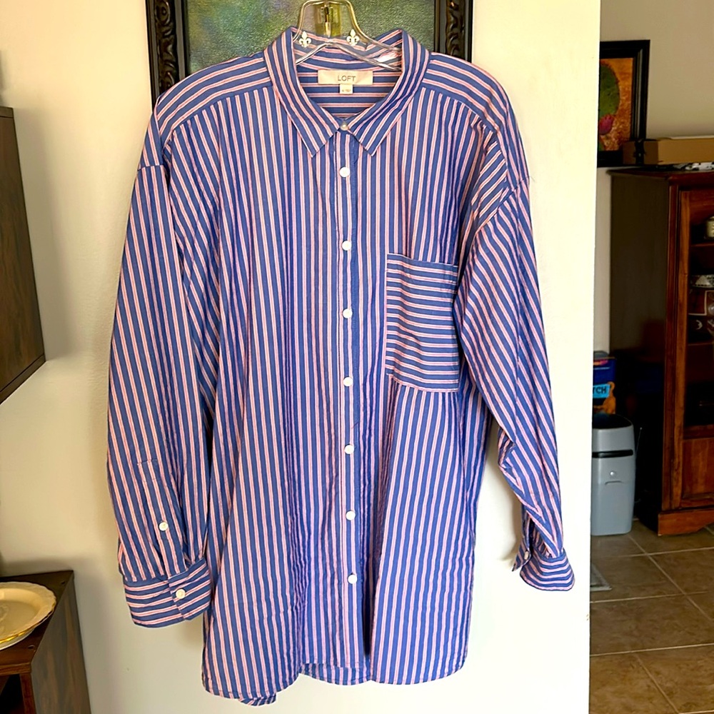 Loft blouse size XL. Excellent condition.Blue/Red/White stripe. Hardly worn.